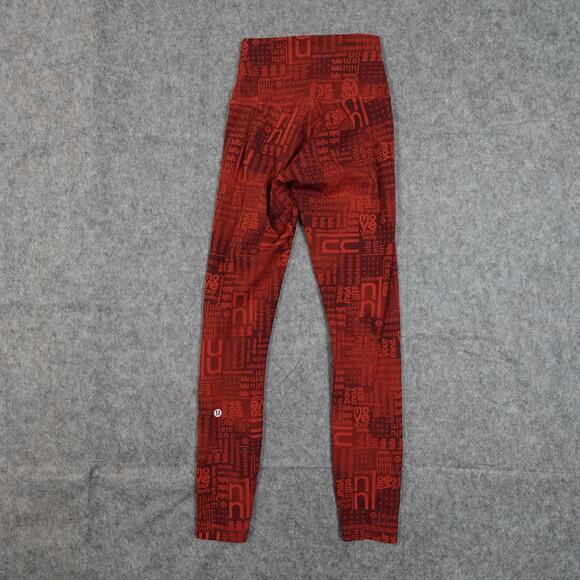 Lululemon Leggings Womens 2 Wunder Train Contour Fit High Rise Logo Red 25" - Picture 6 of 9